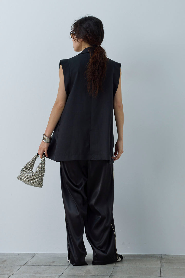 [予約/SET]リネンタッチテーラードジレ+リネンタッチビスチェ+サイドラインサテンパンツ(3set)