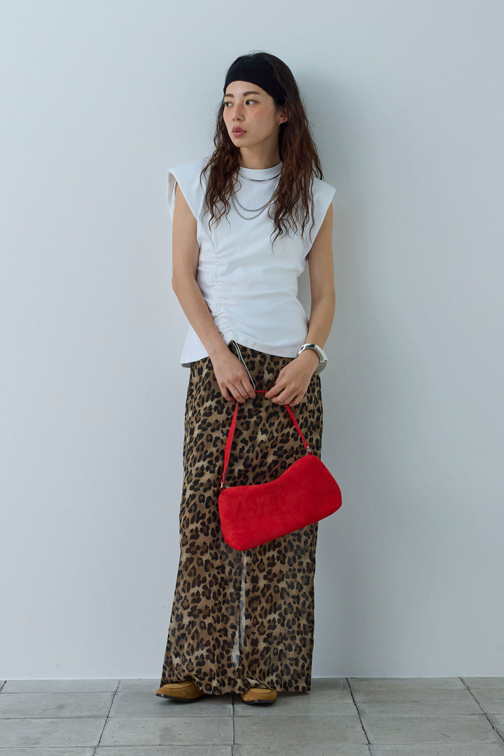 [予約/SET]コード付きノースリT+レオパードシアースカート(2set)