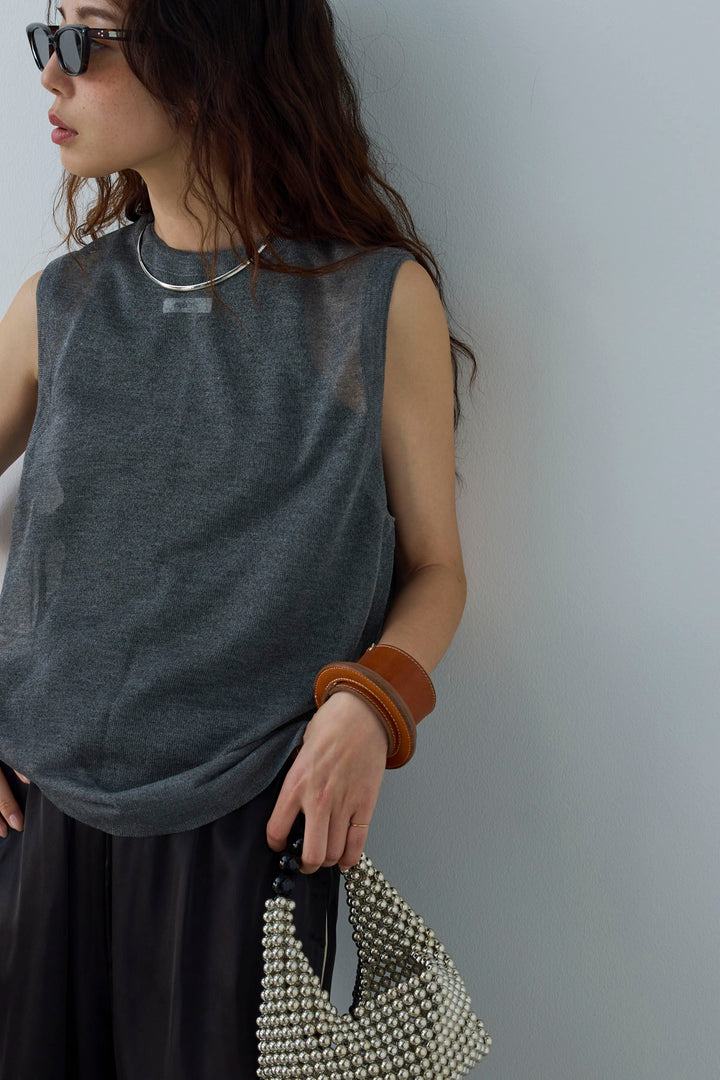 [予約/SET]シアーノースリーブニット+ネーム入りアメスリタンク+サイドラインサテンパンツ(3set)