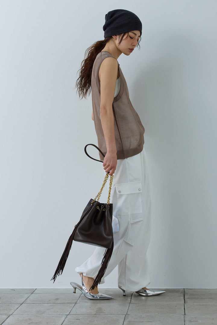 [予約/SET]シアーノースリーブニット+ネーム入りアメスリタンク+カーゴパンツ(3set)