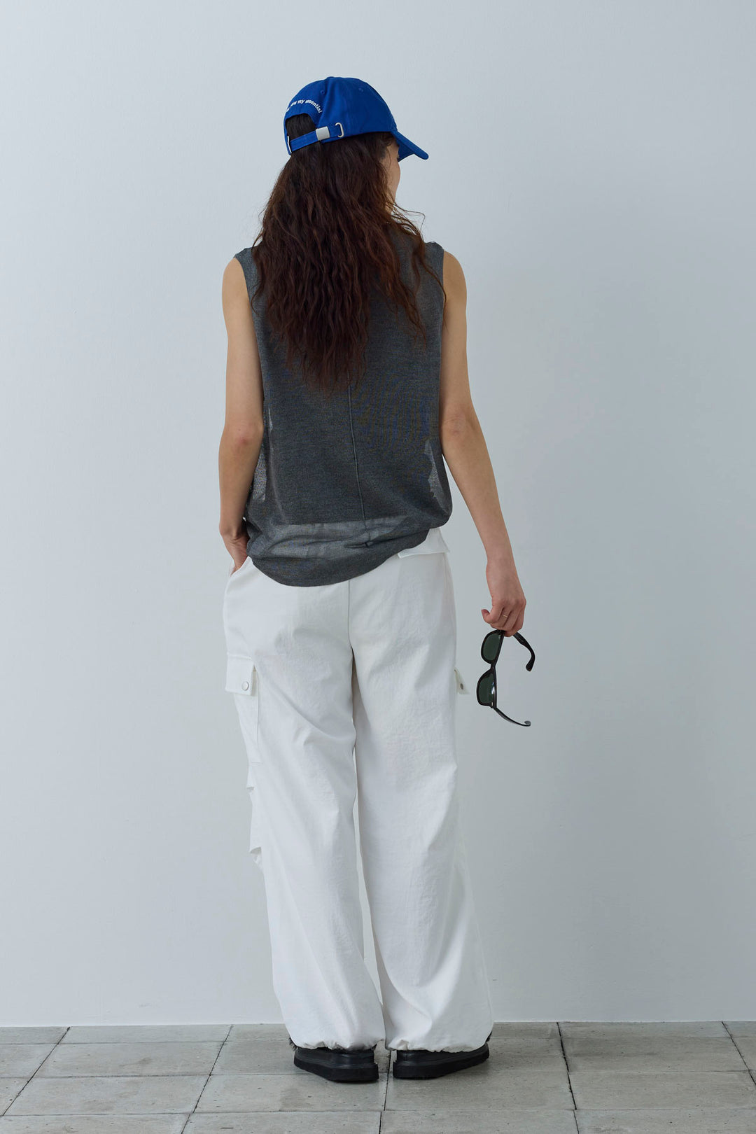 [予約/SET]シアーノースリーブニット+カーゴパンツ(2set)