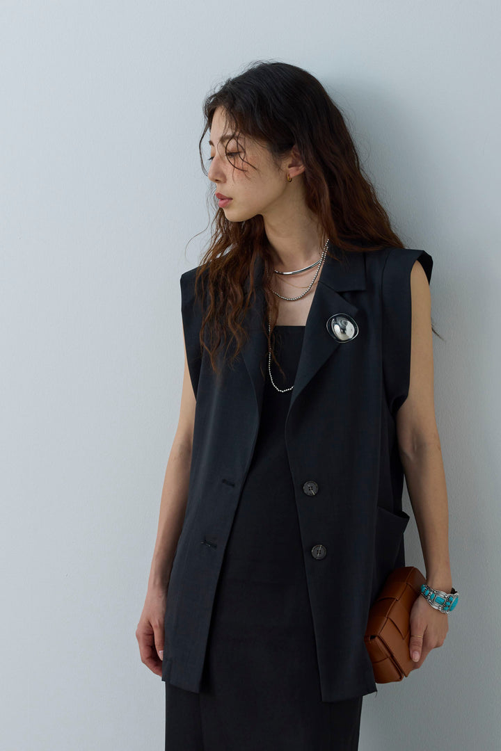 [予約]リネンタッチテーラードジレ