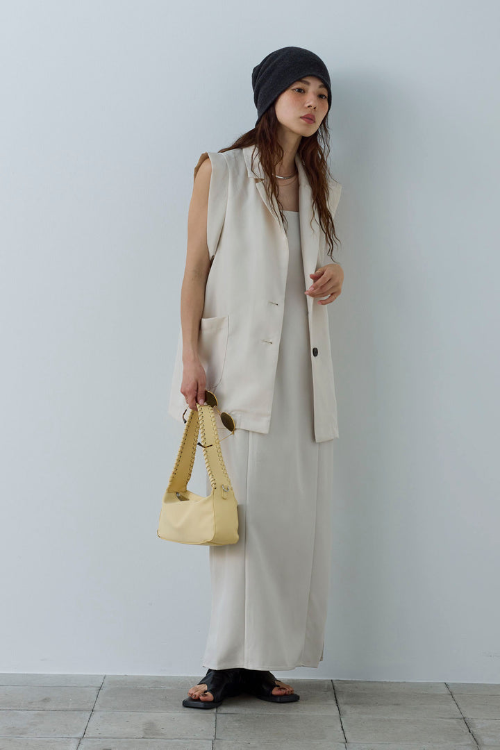 [予約/SET]リネンタッチテーラードジレ+ヘザーツイルキャミワンピース(2set)