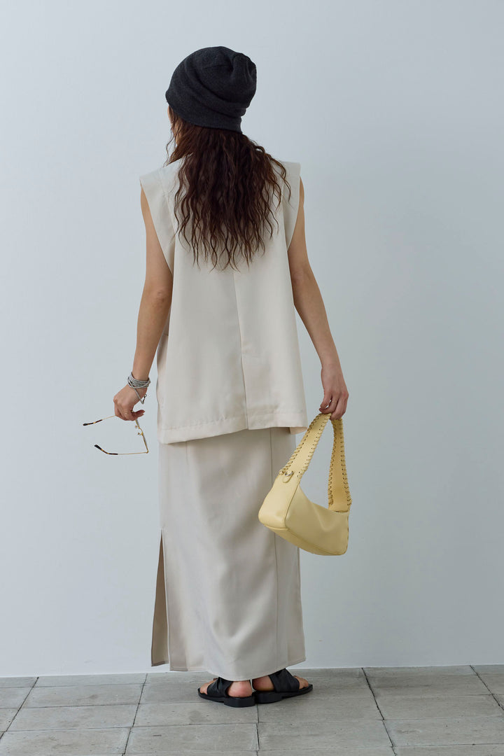 [予約/SET]リネンタッチテーラードジレ+ヘザーツイルキャミワンピース(2set)