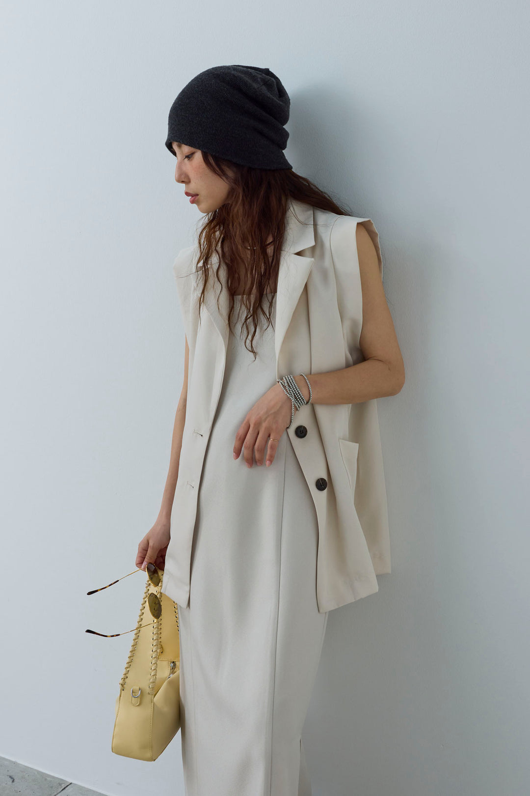 [予約]リネンタッチテーラードジレ