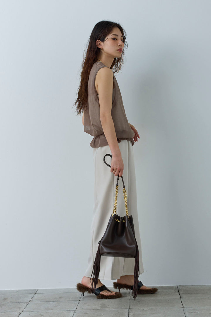 [予約/SET]シアーノースリーブニット+ヘザーツイルキャミワンピース(2set)