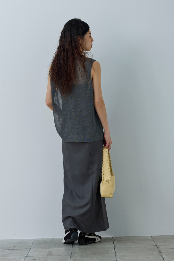 [予約/SET]シアーノースリーブニット+ヘザーツイルキャミワンピース(2set)