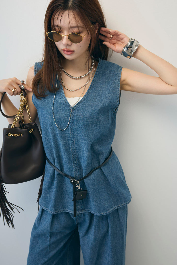 [予約]Vネックデニムセットアップ