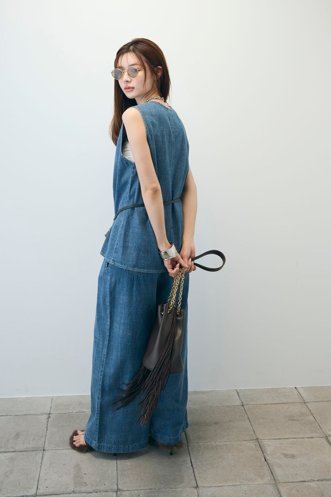 [予約]Vネックデニムセットアップ