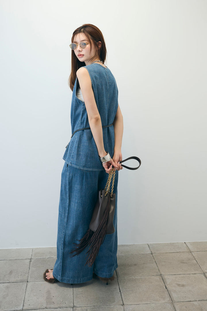 [予約]Vネックデニムセットアップ