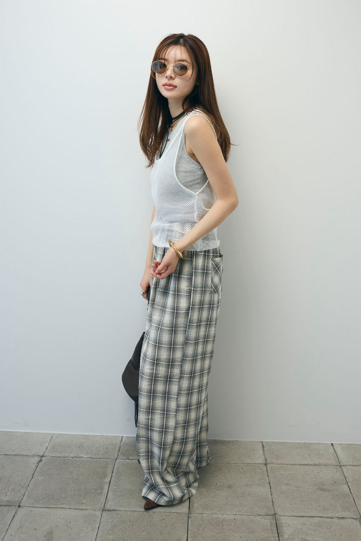 [予約/SET]メッシュタンクトップセット+チェックワイドパンツ(2set)