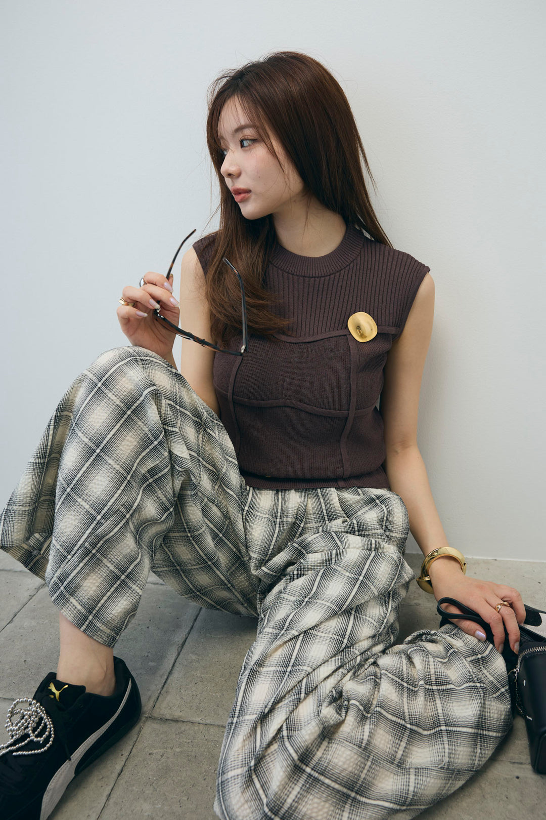 [予約]ビスチェ見えノースリーブニット