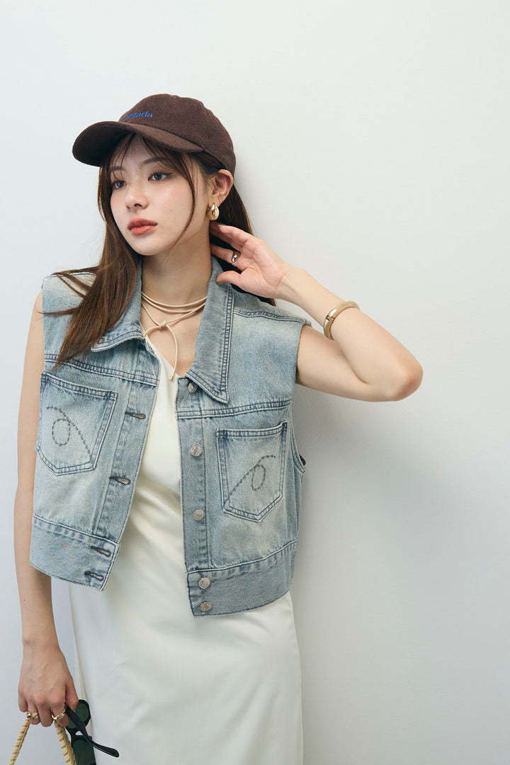 [予約/SET]コンパクトデニムジャケット+ワンショルダーロングワンピース(2set)