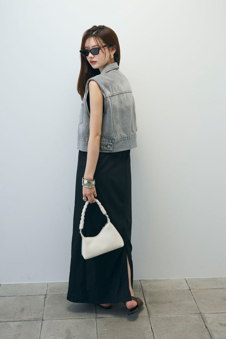 [予約/SET]コンパクトデニムジャケット+ワンショルダーロングワンピース(2set)