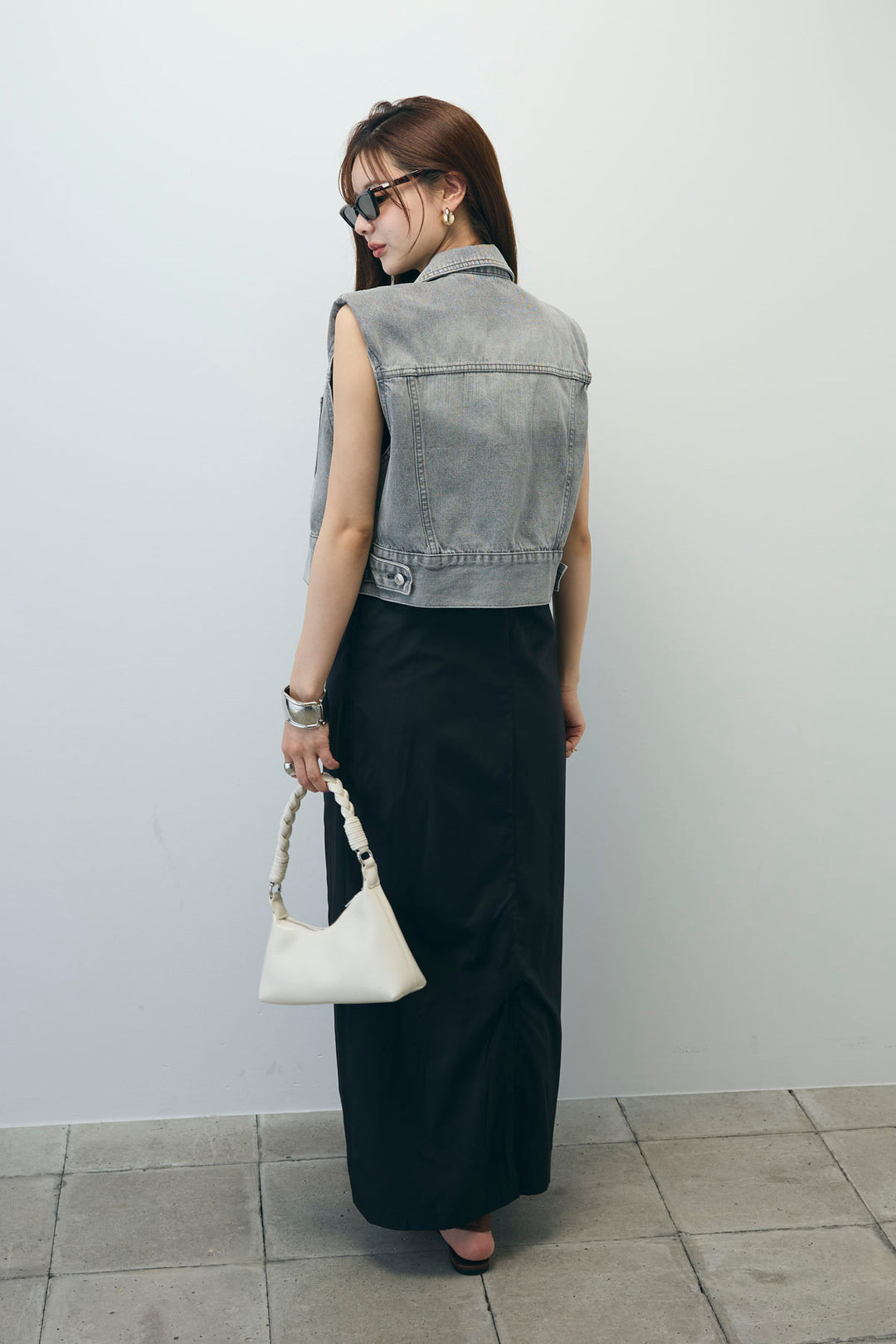 [予約/SET]コンパクトデニムジャケット+ワンショルダーロングワンピース(2set)