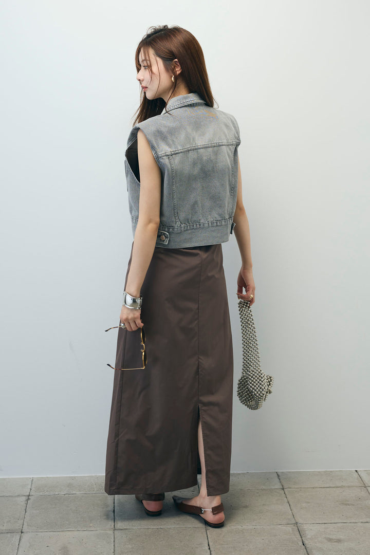 [予約/SET]コンパクトデニムジャケット+ワンショルダーロングワンピース(2set)