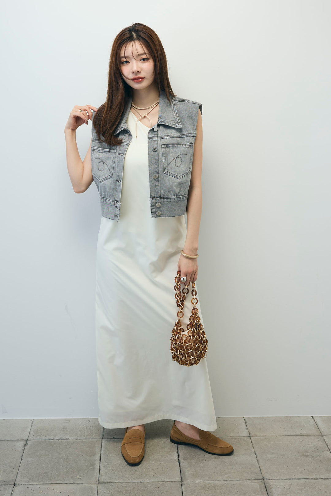 [予約]ワンショルダーロングワンピース