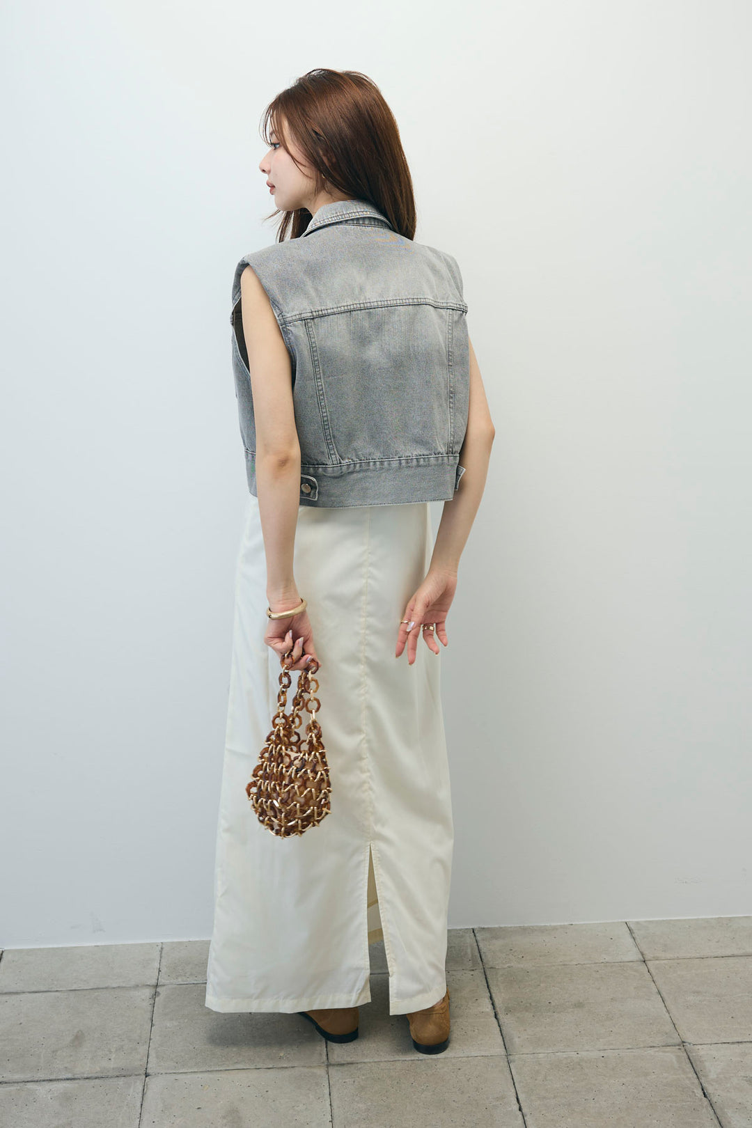 [予約/SET]コンパクトデニムジャケット+ワンショルダーロングワンピース(2set)