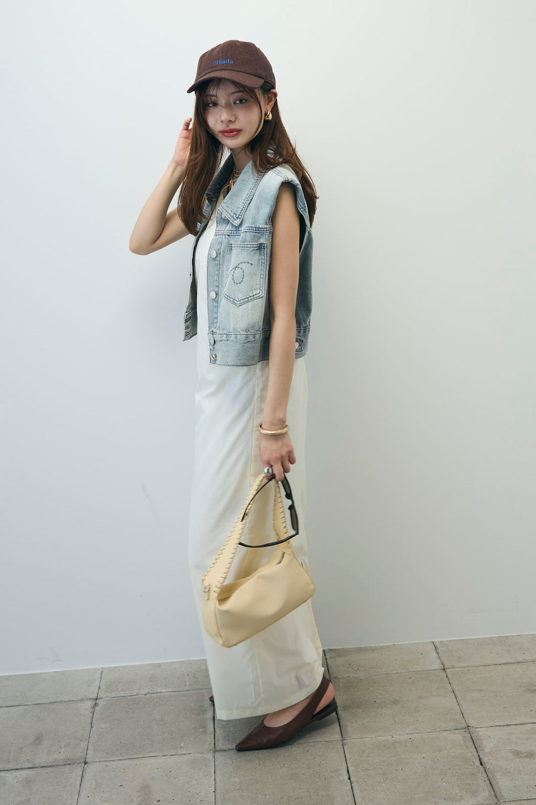 [予約/SET]コンパクトデニムジャケット+ワンショルダーロングワンピース(2set)