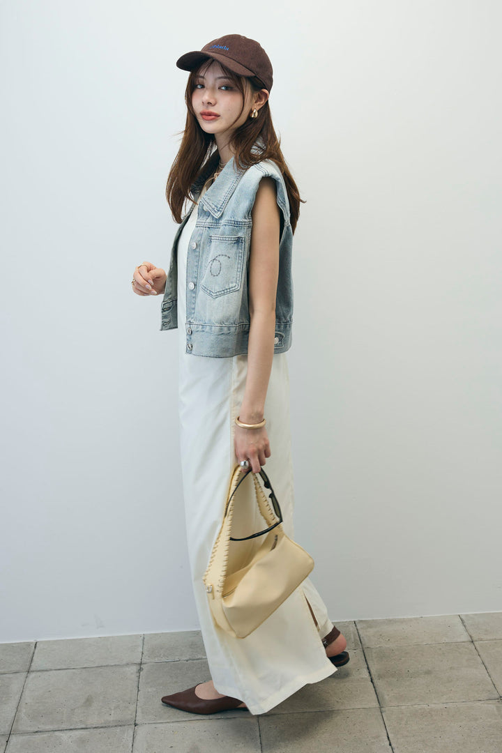 [予約/SET]コンパクトデニムジャケット+ワンショルダーロングワンピース(2set)