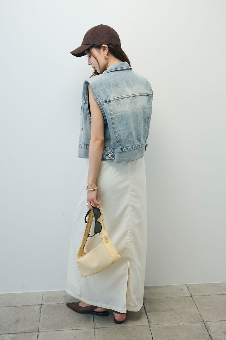 [予約/SET]コンパクトデニムジャケット+ワンショルダーロングワンピース(2set)