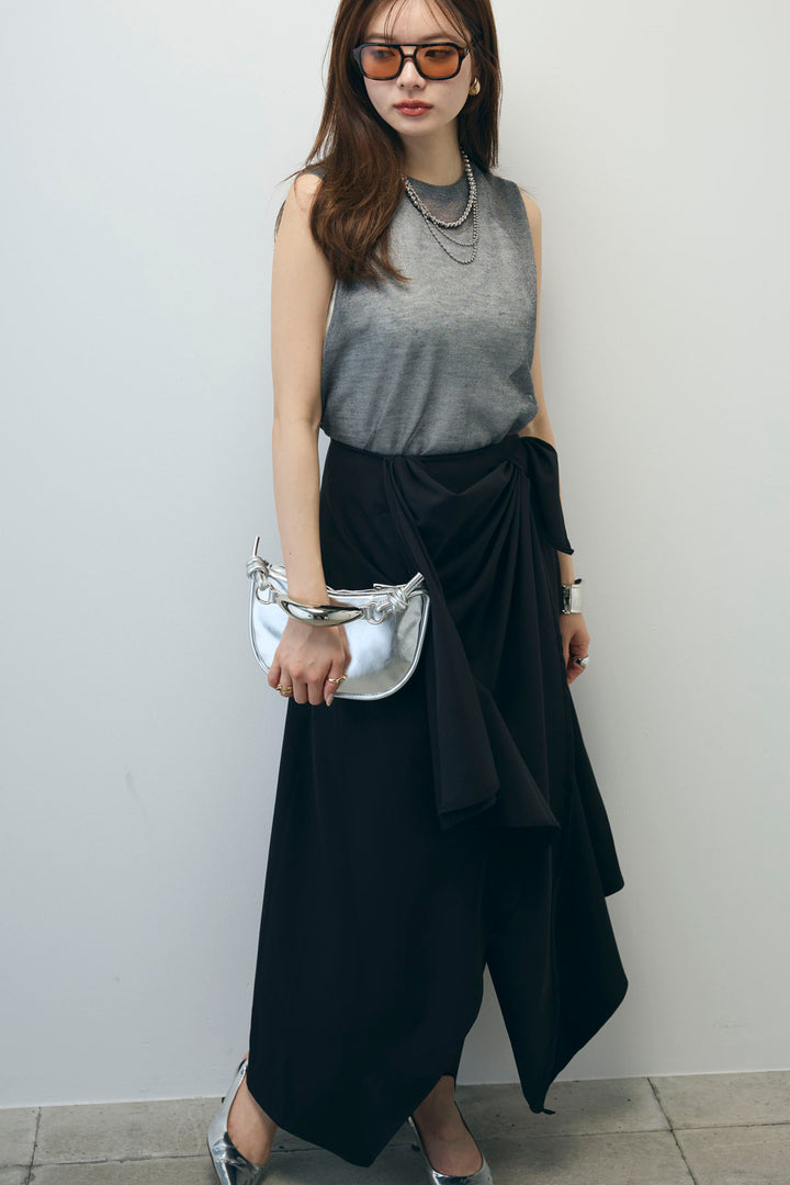 [予約/SET]シアーノースリーブニット+カップ付きホルターネックタンク+アシンメトリースカート(3set)