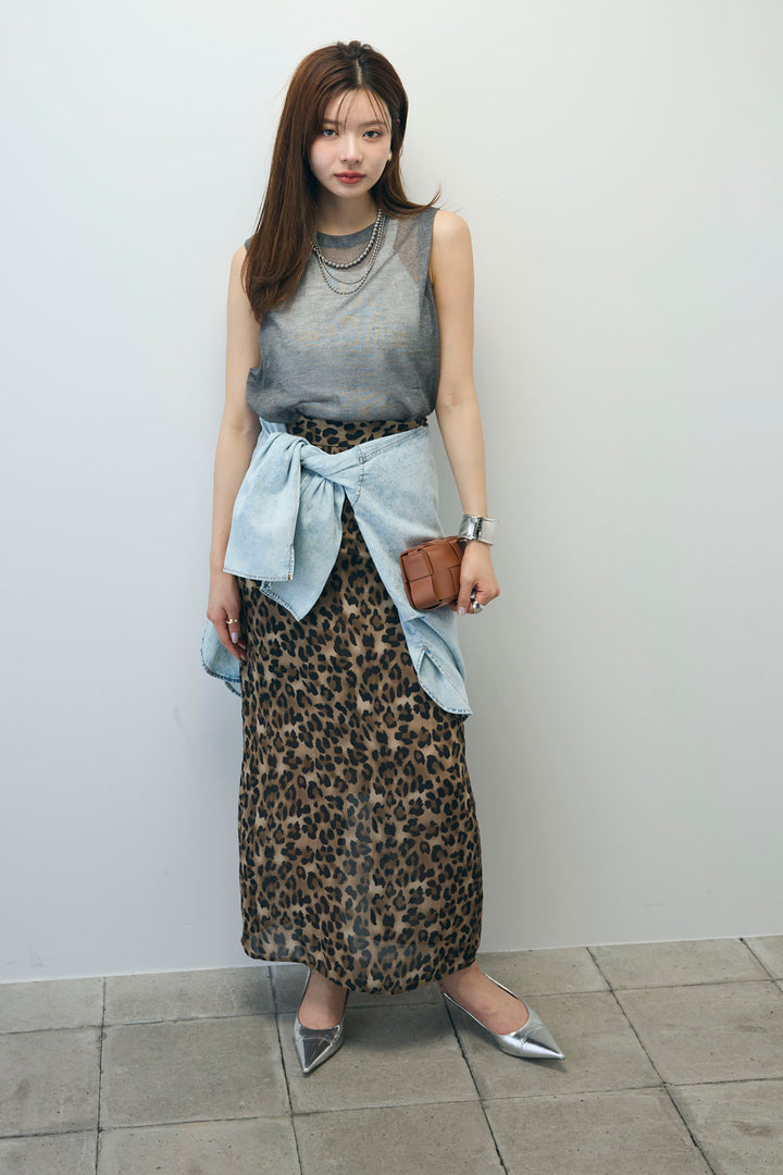 [予約/SET]デニムライクシャツ+シアーノースリーブニット(2set)