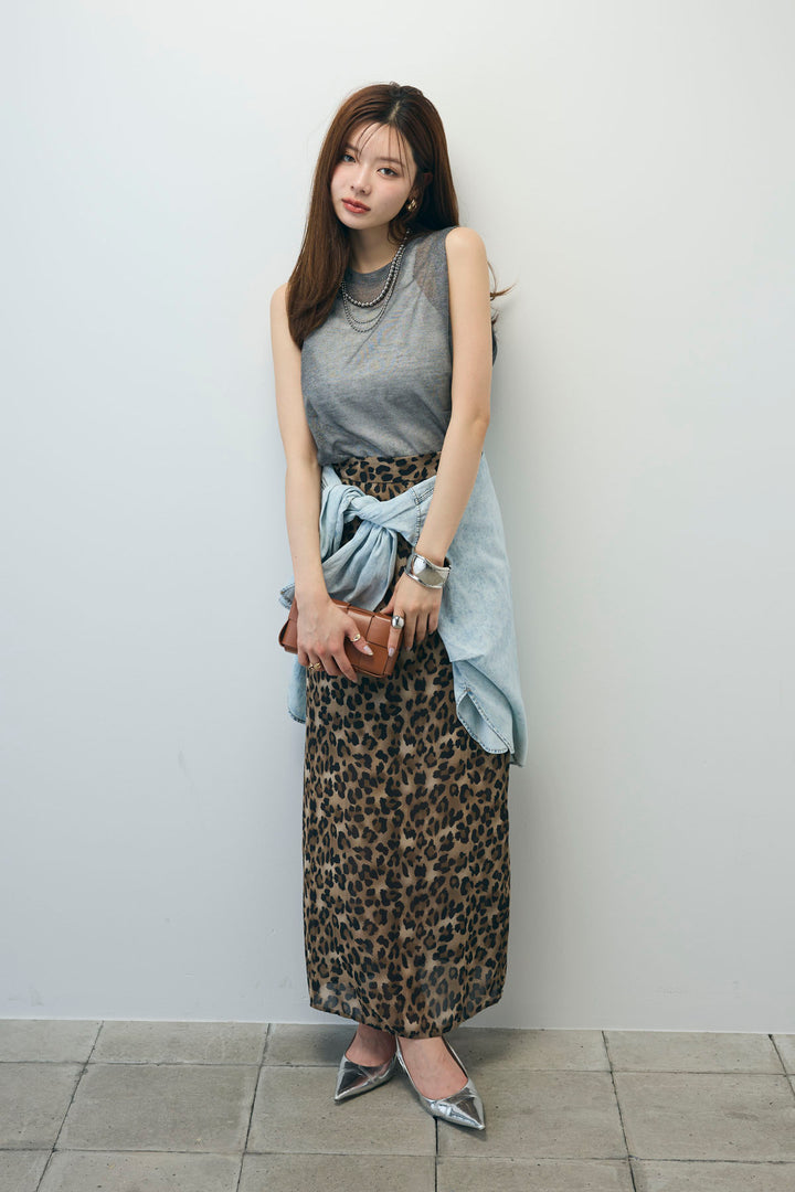 [予約/SET]デニムライクシャツ+シアーノースリーブニット(2set)