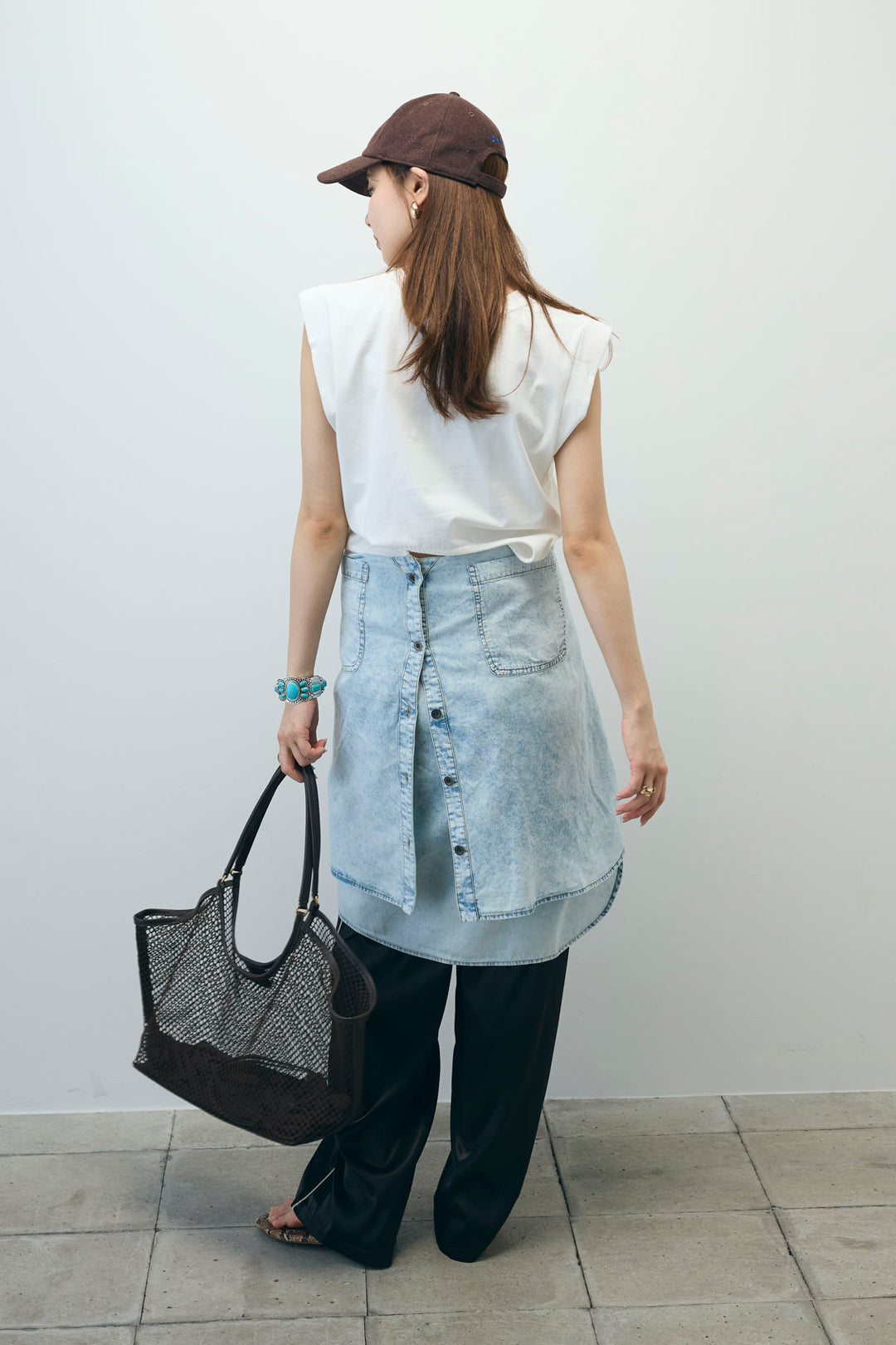 [予約/SET]バックオープンフォトT+サイドラインサテンパンツ(2set)