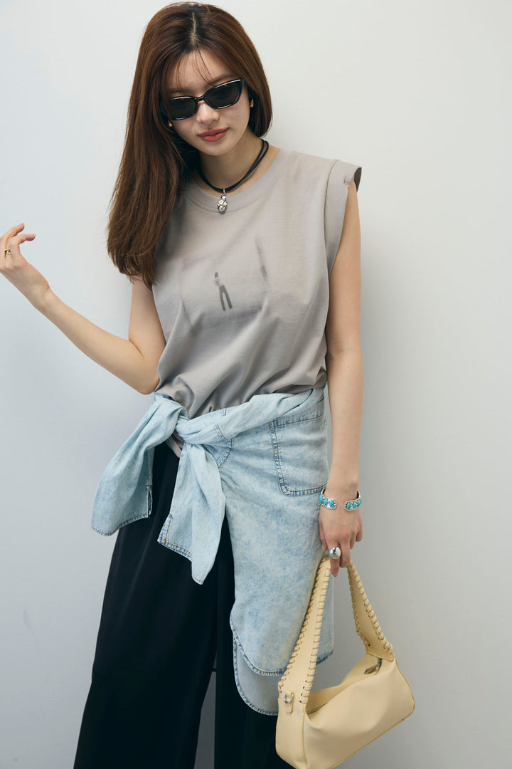 [予約/SET]バックオープンフォトT+サイドラインサテンパンツ(2set)