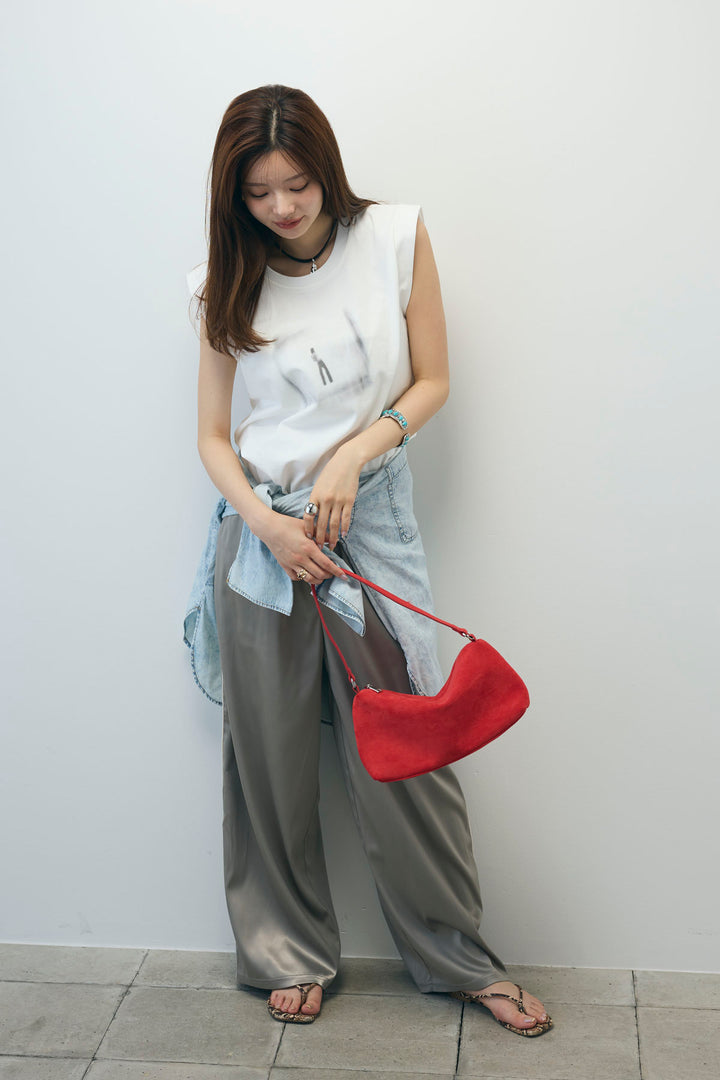 [予約/SET]バックオープンフォトT+サイドラインサテンパンツ+デニムライクシャツ(3set)