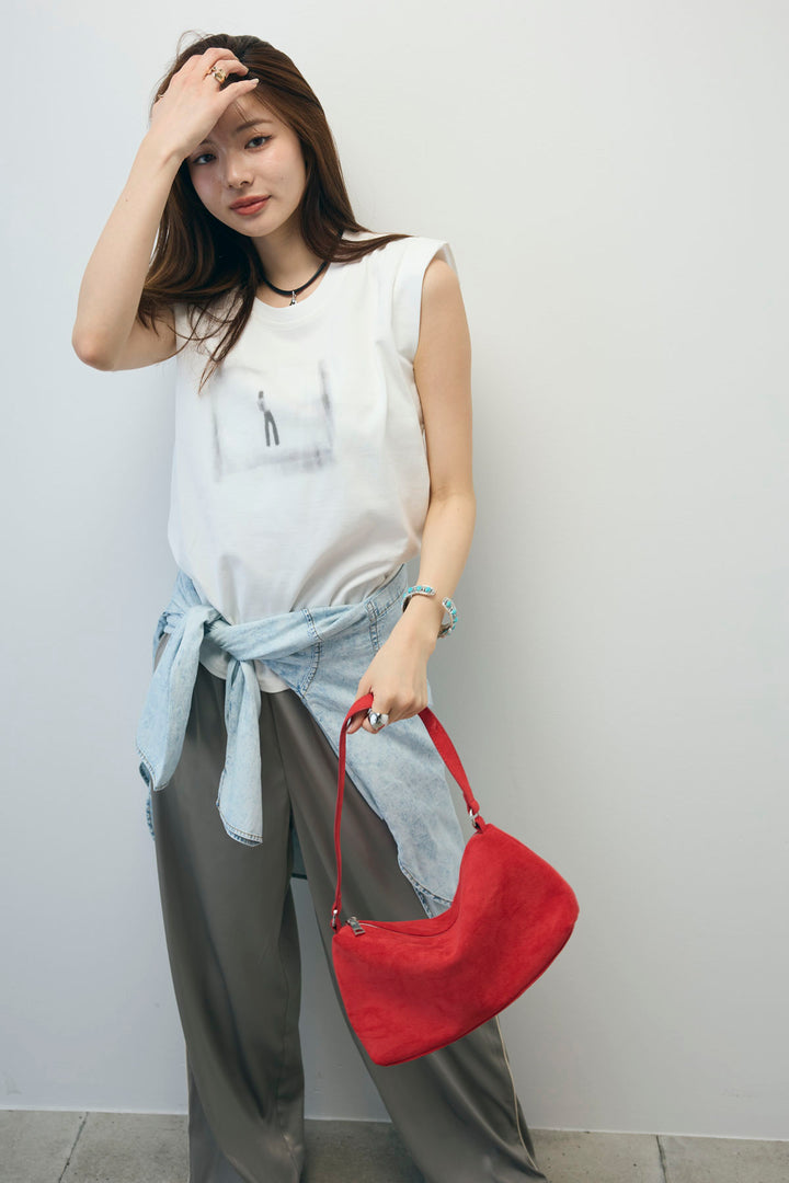 [予約/SET]バックオープンフォトT+サイドラインサテンパンツ+デニムライクシャツ(3set)