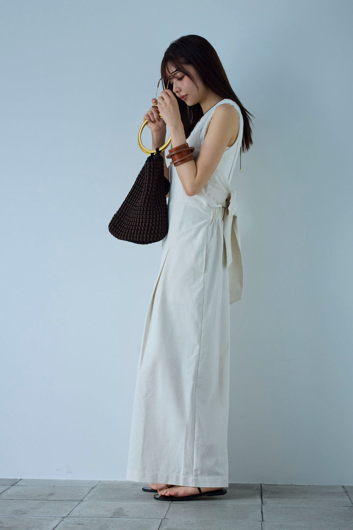 [予約/SET]フロントボタンPO+リネンミックスキャミサロペット(2set)