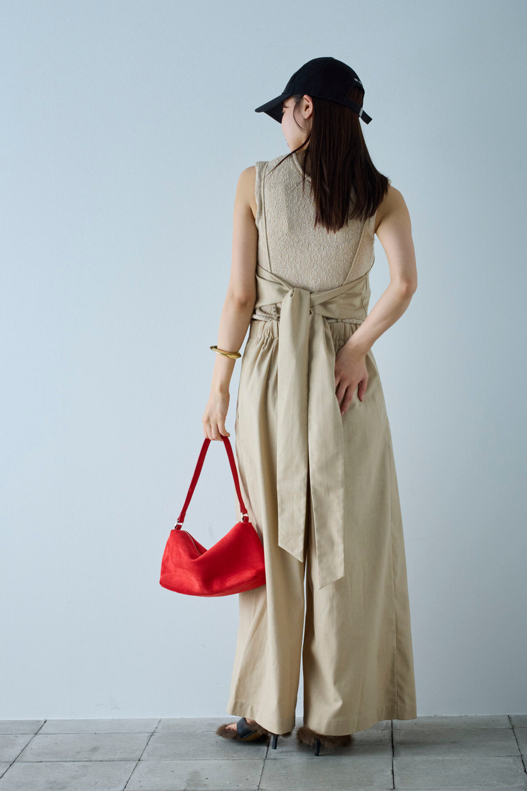 [予約/SET]フロントボタンPO+リネンミックスキャミサロペット(2set)