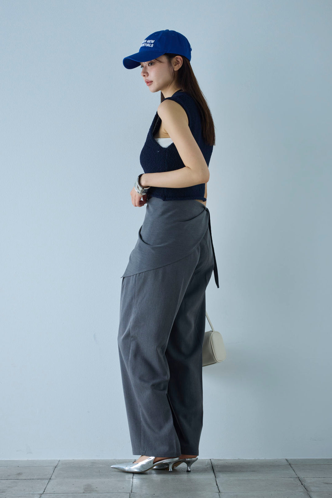 [予約/SET]フロントボタンPO+スカーフ付きタックパンツ(2set)