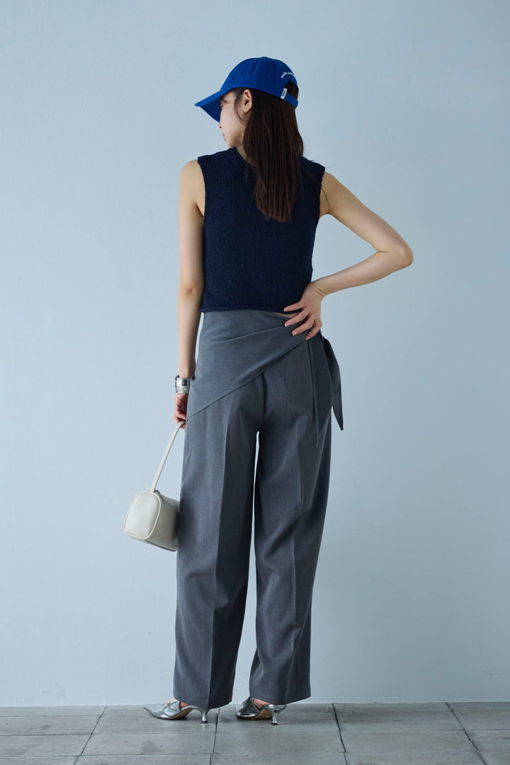 [予約/SET]フロントボタンPO+スカーフ付きタックパンツ(2set)