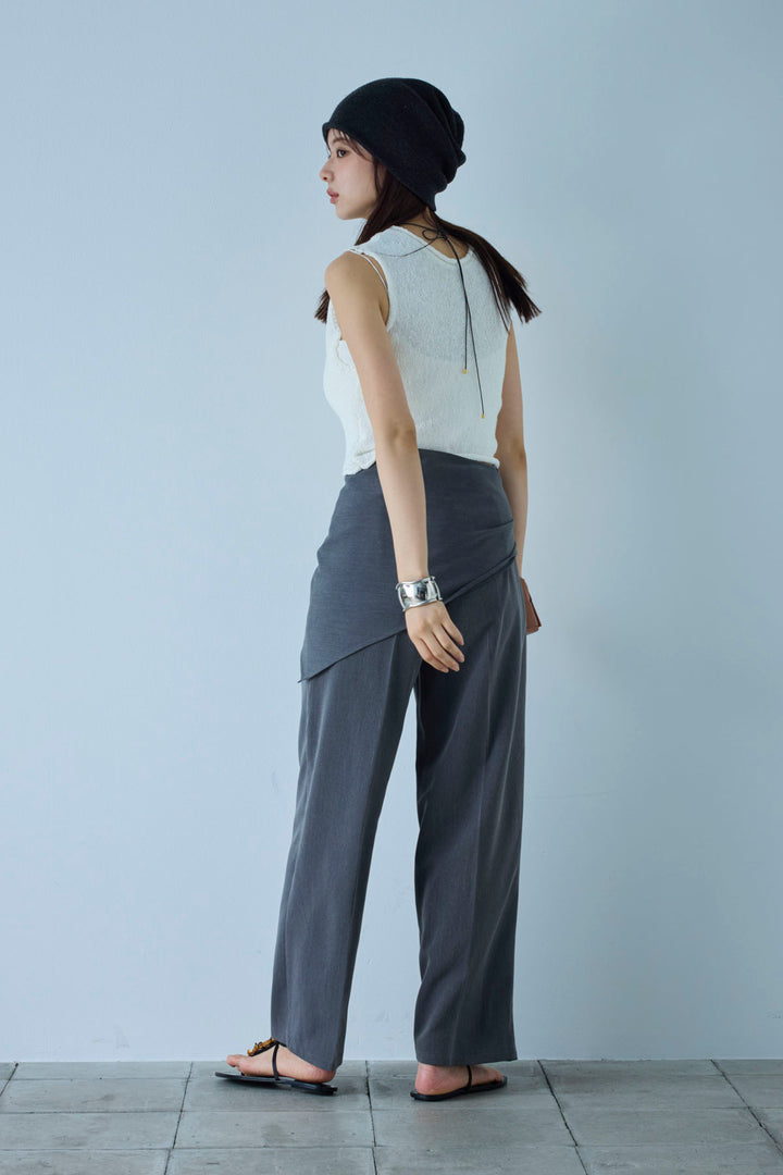 [予約/SET]フロントボタンPO+スカーフ付きタックパンツ(2set)