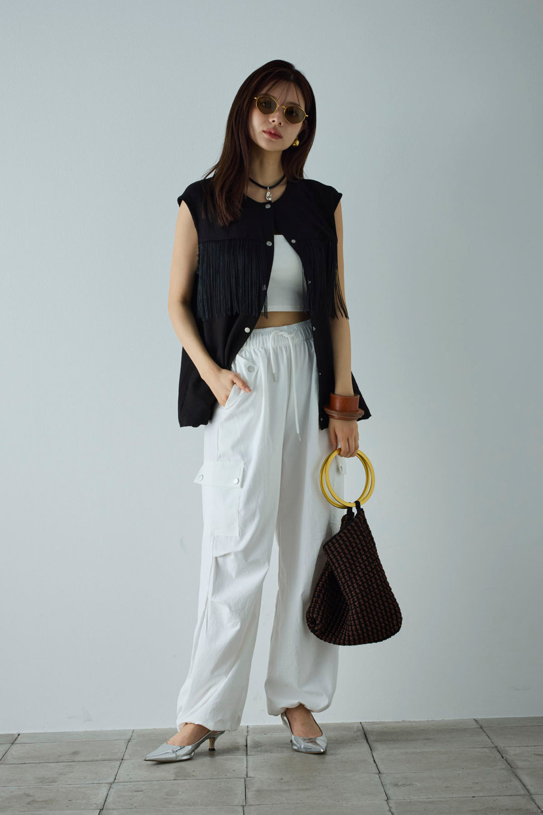 [予約/SET]フリンジデザインノースリーブ+カーゴパンツ(2set)