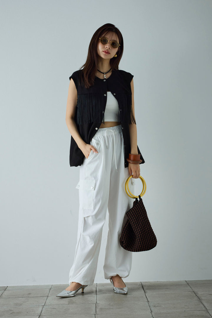 [予約/SET]フリンジデザインノースリーブ+カーゴパンツ(2set)