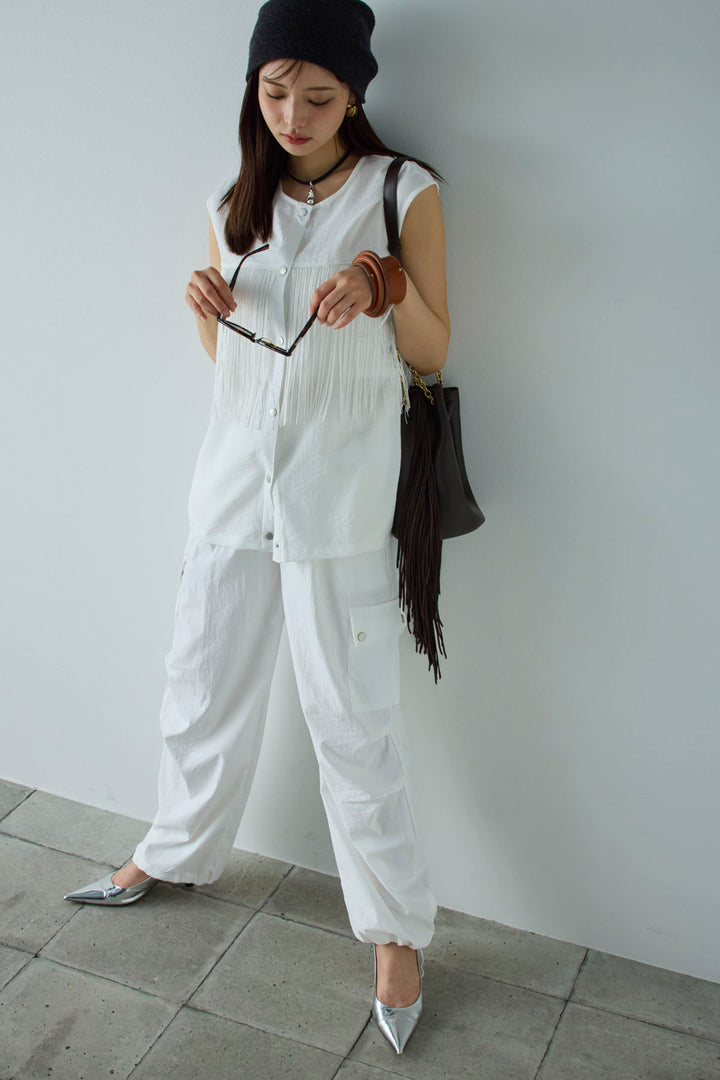 [予約/SET]フリンジデザインノースリーブ+カーゴパンツ(2set)