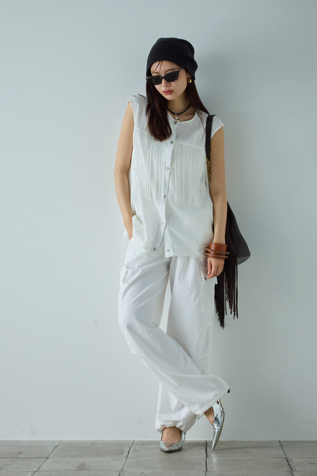 [予約/SET]フリンジデザインノースリーブ+カーゴパンツ(2set)