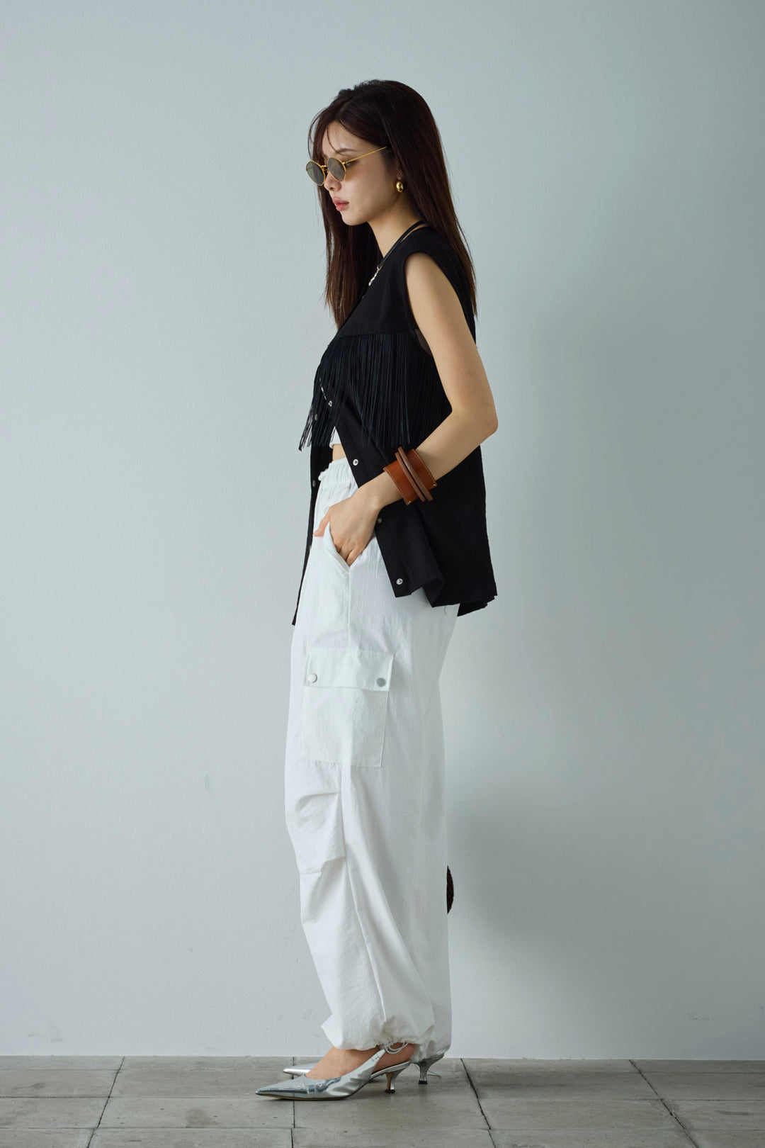 [予約/SET]フリンジデザインノースリーブ+カーゴパンツ(2set)