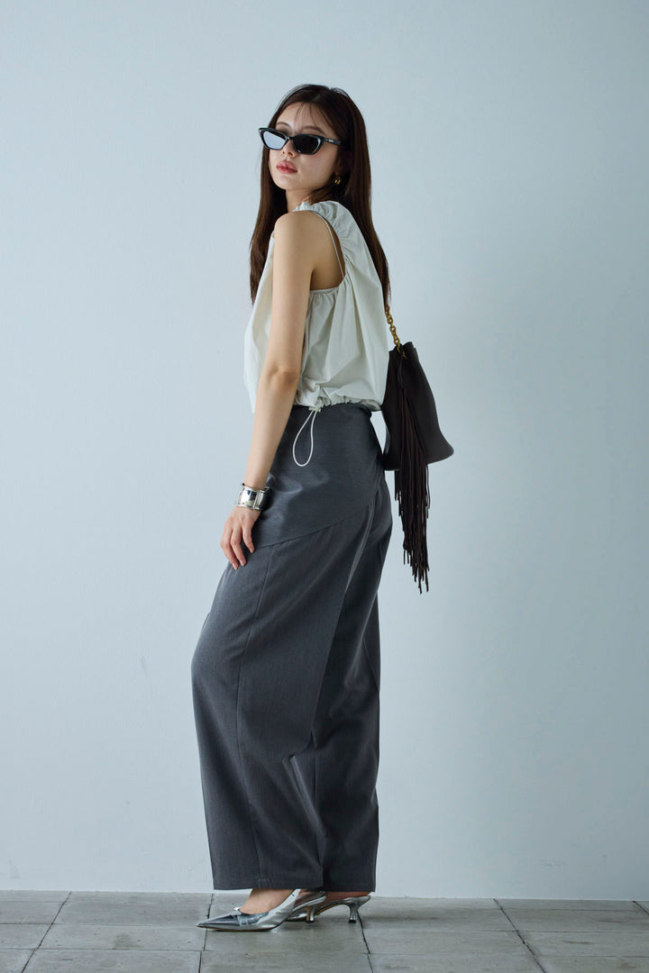 [予約/SET]C/Nタフタギャザークロップドベスト+スカーフ付きタックパンツ(2set)