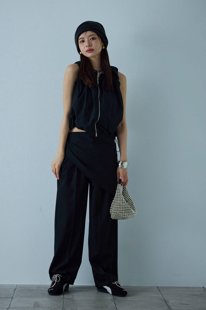 [予約/SET]C/Nタフタギャザークロップドベスト+スカーフ付きタックパンツ(2set)