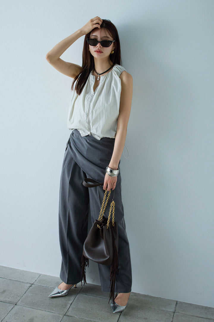 [予約/SET]C/Nタフタギャザークロップドベスト+スカーフ付きタックパンツ(2set)