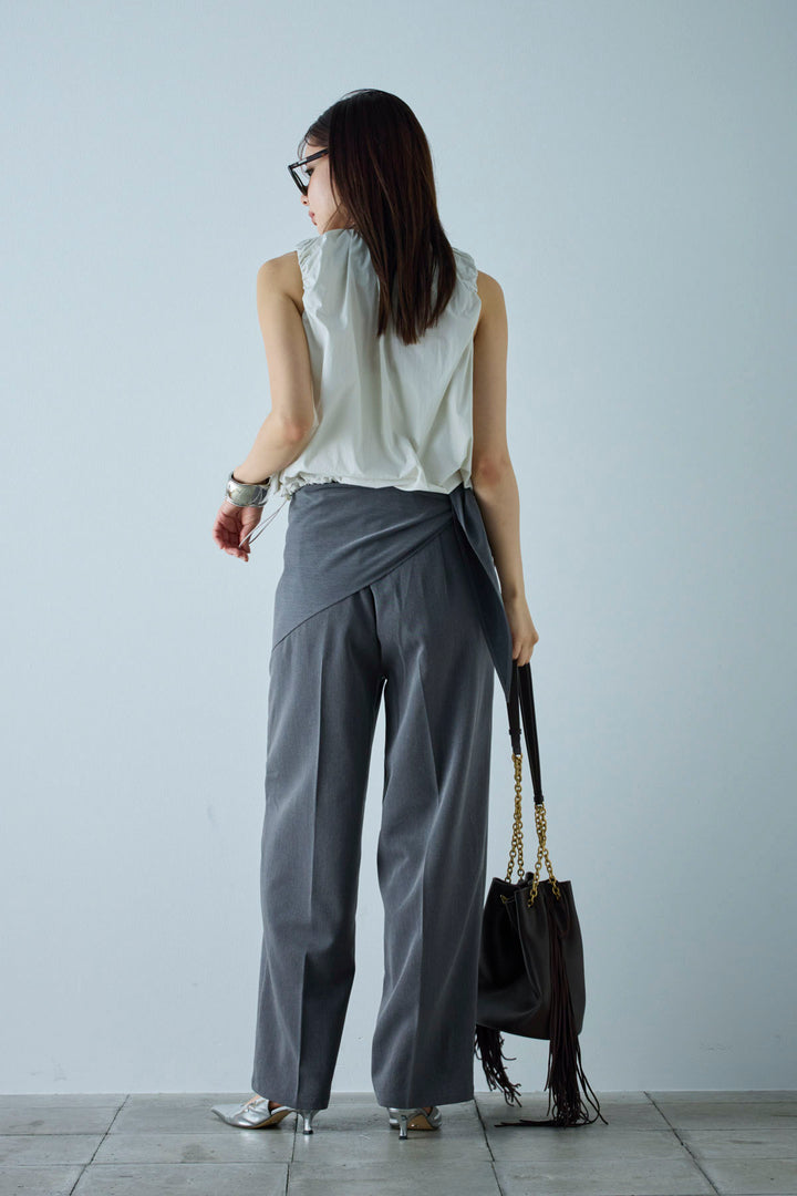 [予約/SET]C/Nタフタギャザークロップドベスト+スカーフ付きタックパンツ(2set)