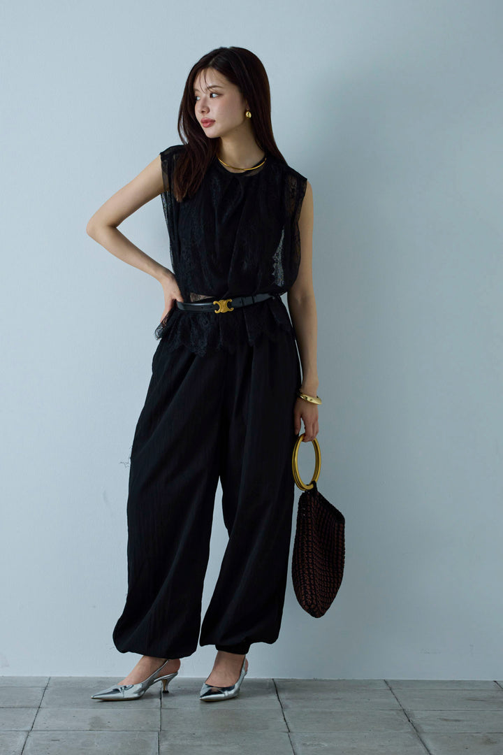 [予約/SET]レースブラウス+かすれシアーイージーパンツ(2set)