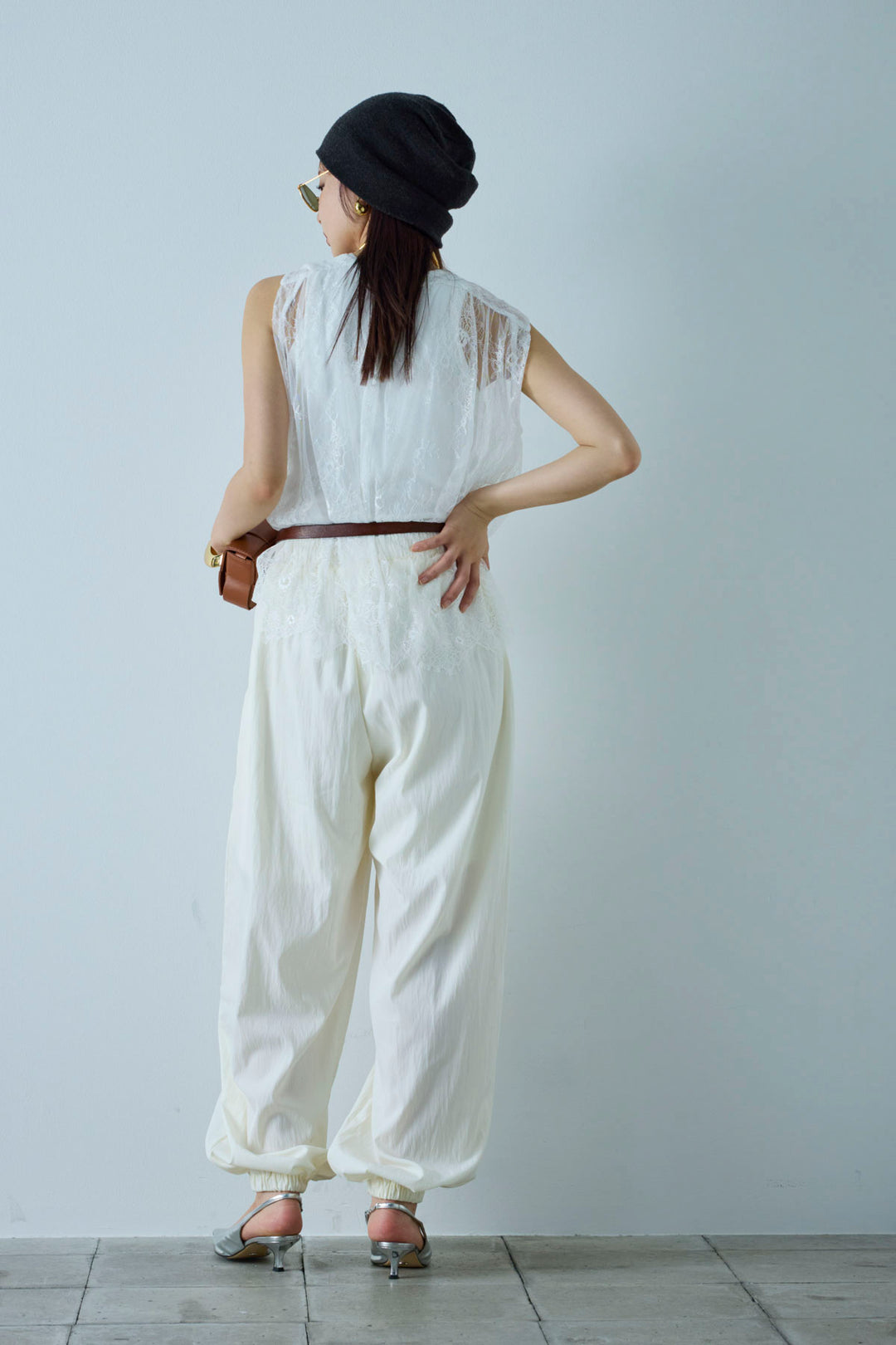 [予約/SET]レースブラウス+かすれシアーイージーパンツ(2set)