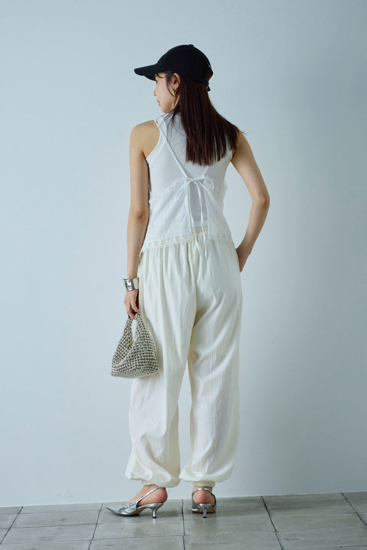 [予約/SET]トーションレースコットンキャミ+かすれシアーイージーパンツ(2set)