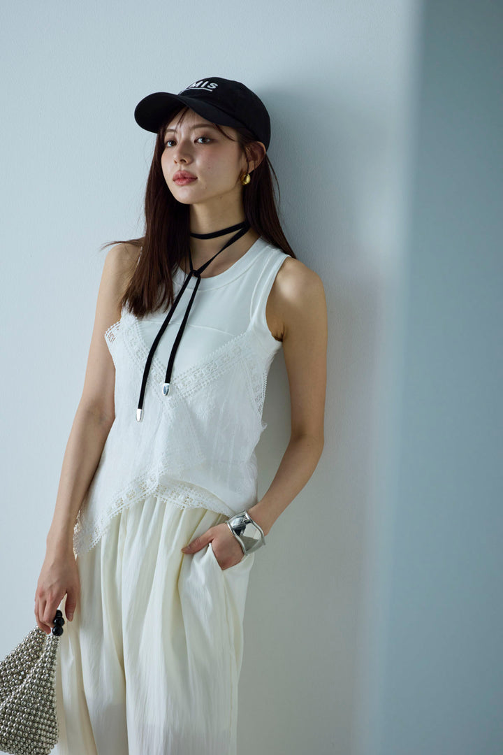 リブ切り替えタンクトップ